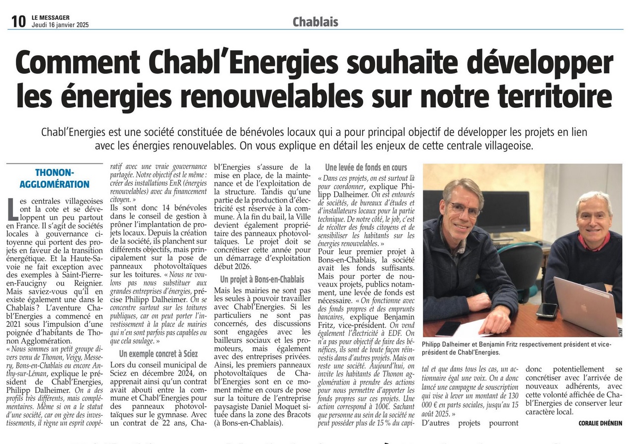 Article Messager du 16 Janvier 2025